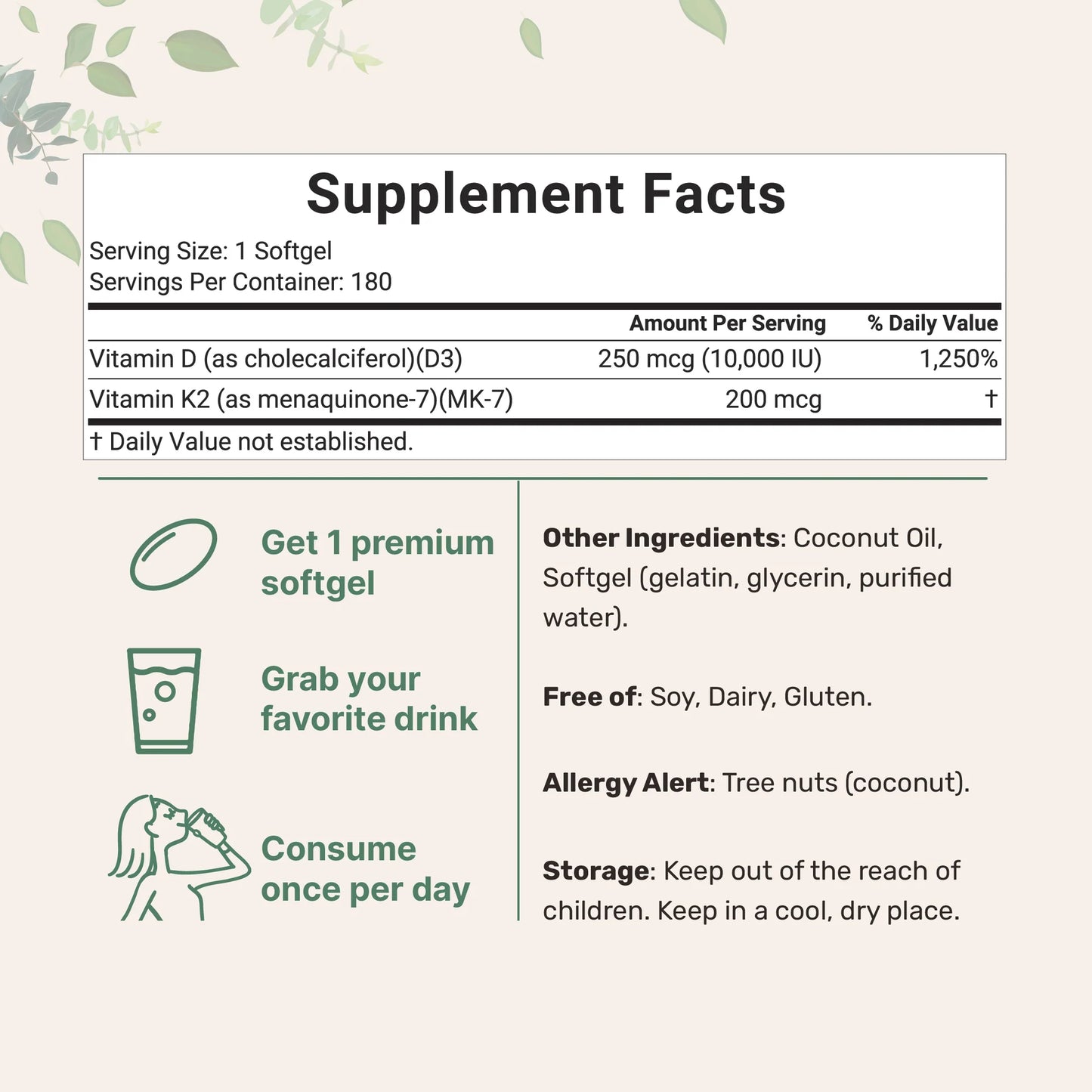 Vitamin D3 and K2